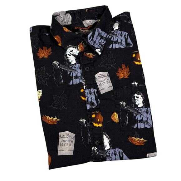 Middle of Beyond Mens Size 2XL Halloween Michael Myers Button Up Shirt - Picture 1 of 8